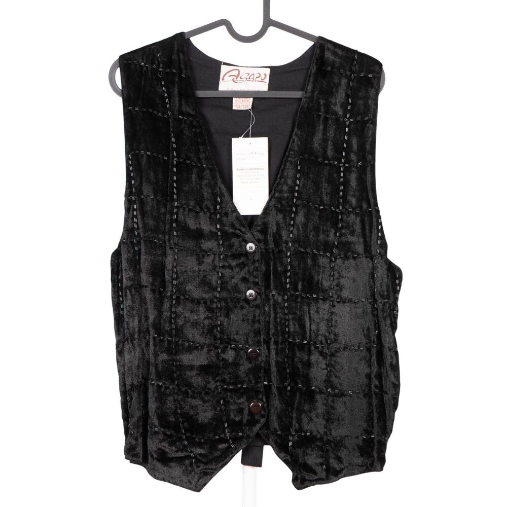 Agapo VTG Velvet Vest M Tie Back Black Boho Hippie Whimsigoth Indie Peasasnt